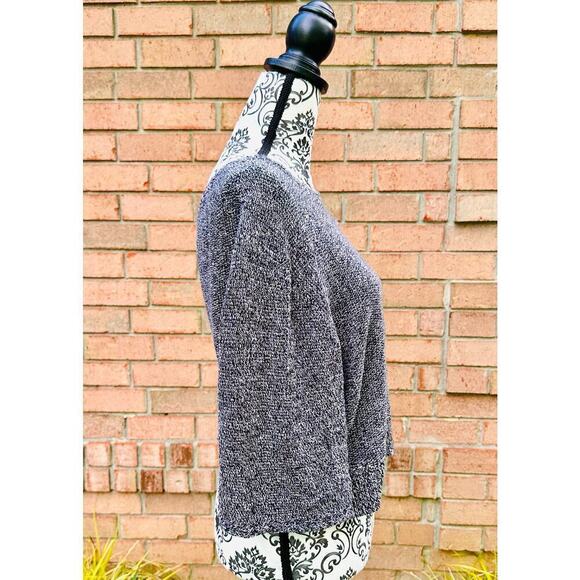 EUC Free People Oversized Black White 3/4 Sleeve Crop Sweater XS - Picture 2 of 7